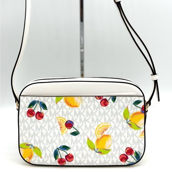 Michael Kors Large EW Zip Chain Xbody Crossbody Bag Optic White Multi - Picture 4 of 11